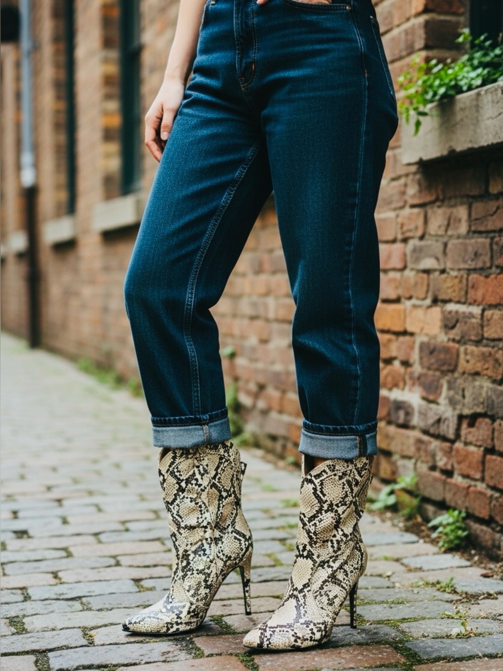 Fashion Nova Snakeskin Heeled Boots